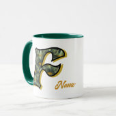 Mug Monogramme de marguerite initiale F personnalisé (Devant gauche)