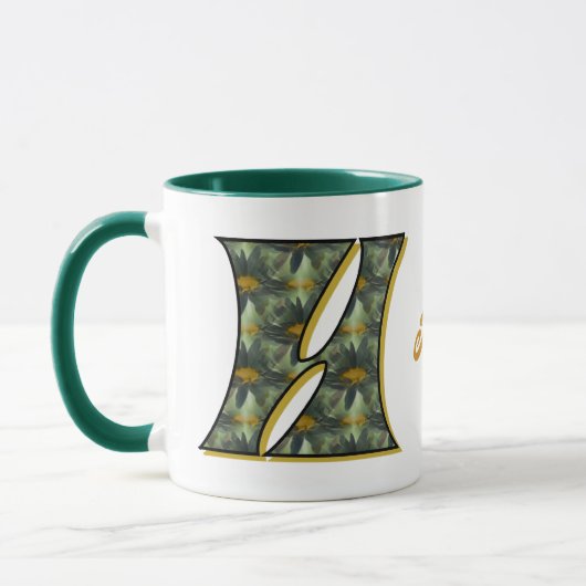Mug Monogramme de marguerite initiale H personnalisé (Gauche)