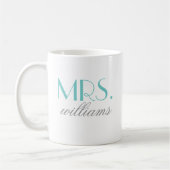 Mug Monogramme de mariage Mme Aqua élégant (Gauche)