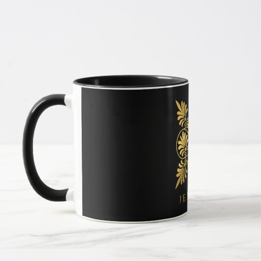 Mug Monogramme de méandre grec antique noir or (Gauche)