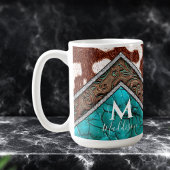 Mug Monogramme de mélange Turquoise en cuir Faux Ouest