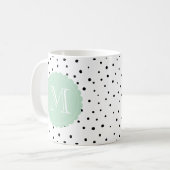 Mug Monogramme de menthe de Confetti noir et blanc (Devant gauche)