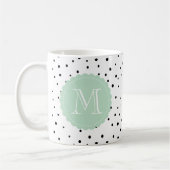 Mug Monogramme de menthe de Confetti noir et blanc (Gauche)
