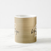 Mug Monogramme de métal brossé or noir et blanc (Centre)