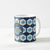 Mug Monogramme de Motif de Lily géométrique japonais (Devant droit)