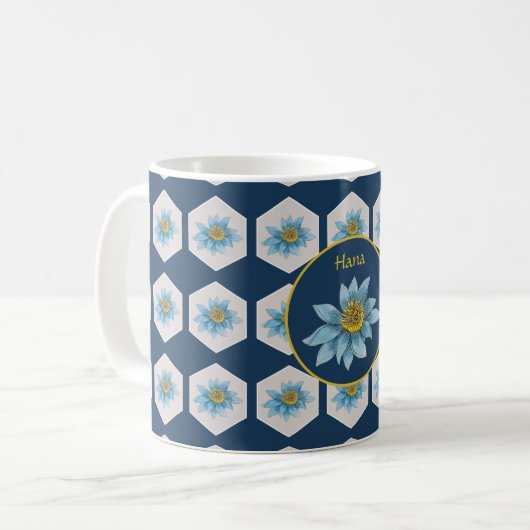 Mug Monogramme de Motif de Lily géométrique japonais (Devant gauche)