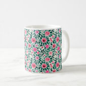 Mug monogramme de motif floral rose et vert (Devant droit)