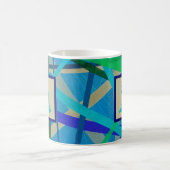 Mug Monogramme de Motif géométrique bleu et vert (Centre)