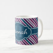 Mug Monogramme de Motif Turquoise Gras Violet (Devant droit)
