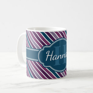 Mug Monogramme de Motif Turquoise Gras Violet