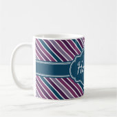 Mug Monogramme de Motif Turquoise Gras Violet (Gauche)