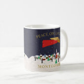 Mug Monogramme de Noël Angel Village Paix sur Terre (Devant droit)