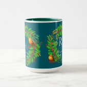 Mug Monogramme de Noël bleu océan (Centre)