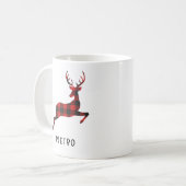 Mug Monogramme de Noël des rennes de Buffalo Rouge (Devant gauche)