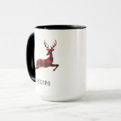 Mug Monogramme de Noël des rennes de Buffalo Rouge (Devant gauche)