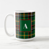 Mug Monogramme de Noël Rouge Vert Classé (Gauche)