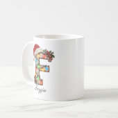 Mug Monogramme de Noël rustique festif Lettre F (Devant gauche)