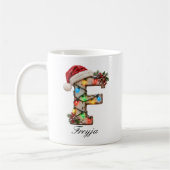 Mug Monogramme de Noël rustique festif Lettre F (Gauche)