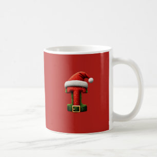 Mug Monogramme de Noël T avec chapeau de Père Noël Cad