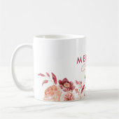 Mug Monogramme de nom aquarelle Fleurs roses et Bourgo (Gauche)