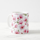 Mug Monogramme de nom botanique à l'aquarelle Magnolia (Devant gauche)