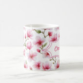 Mug Monogramme de nom botanique à l'aquarelle Magnolia (Centre)