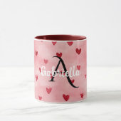 Mug Monogramme de nom coeurs rouges roses (Centre)
