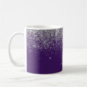 Mug Monogramme de nom de fille pailleté argent violet (Gauche)