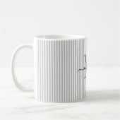 Mug Monogramme de nom de rayure grise moderne (Gauche)