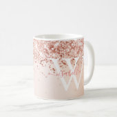 Mug Monogramme de nom en écriture Rose Gold (Devant droit)