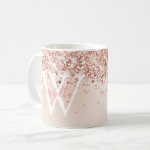 Mug Monogramme de nom en écriture Rose Gold (Devant gauche)