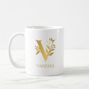 Mug Monogramme de nom en typographie blanche et or