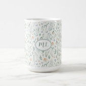 Mug Monogramme de nom floral à l'aquarelle botanique é (Centre)