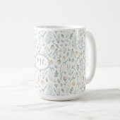 Mug Monogramme de nom floral à l'aquarelle botanique é (Devant droit)