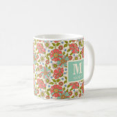Mug Monogramme de nom floral coloré (Devant droit)
