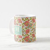 Mug Monogramme de nom floral coloré (Devant gauche)