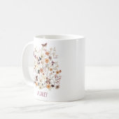 Mug monogramme de nom floral fleur sauvage (Devant gauche)