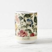 Mug Monogramme de nom floral vintage (Centre)
