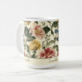 Mug Monogramme de nom floral vintage (Devant gauche)