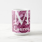 Mug monogramme de nom girly abstrait métallisé rose (Centre)