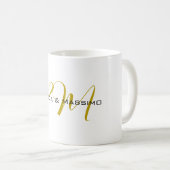Mug Monogramme de nom moderne de couleur or unique exc (Devant droit)