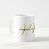 Mug Monogramme de nom moderne de couleur or unique exc (Devant gauche)