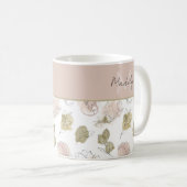 Mug Monogramme de nom moderne Floral Féminin (Devant droit)