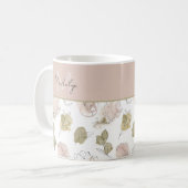 Mug Monogramme de nom moderne Floral Féminin (Devant gauche)