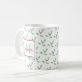 Mug Monogramme de nom Noël houx (Devant gauche)