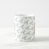 Mug Monogramme de nom Noël houx (Centre)