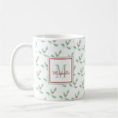 Mug Monogramme de nom Noël houx (Gauche)