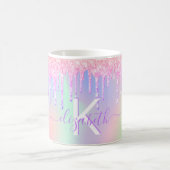 Mug monogramme de nom rose rose holographique (Centre)