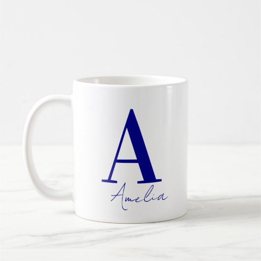Mug Monogramme de nom simple moderne (Gauche)