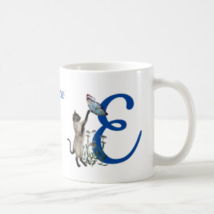 Mug Monogramme de papillon de chat de Siamèse Nom E i